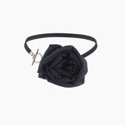  Handcrafted black silk chiffon rose choker necklace with toggle clasp, shown from the front on a white background.